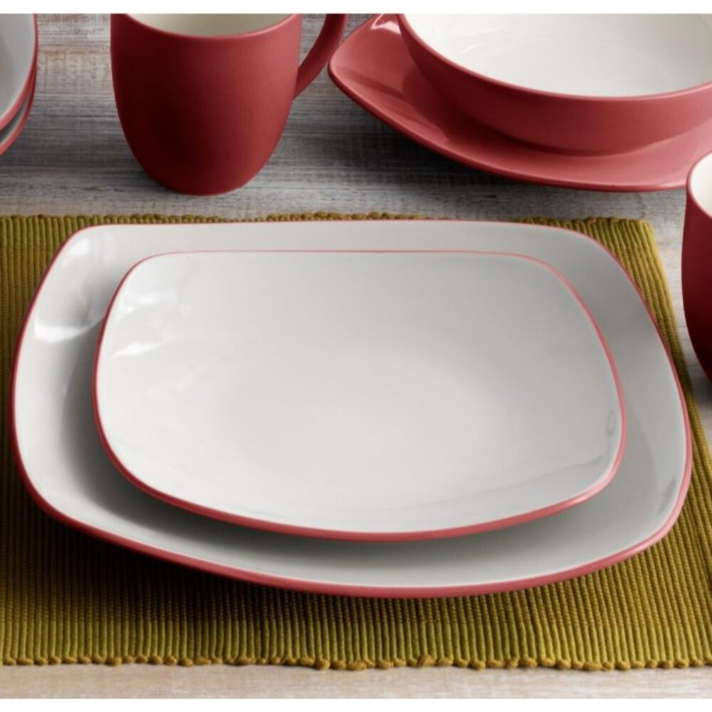 Noritake Colorwave Raspberry Square 4-Piece Stoneware Place Setting Set 8045-04P - Picture 3 of 8